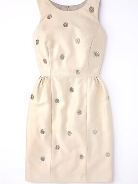 Boden Wool Silk Sleeveless Midi Dress with Sparkle Rhinestone Dot Accents